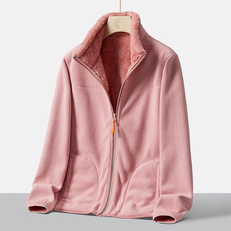 Double-Sided Fleece Jacket Women'S Outdoor Two-Sided Fleece Warm Thickened Fleece Jacket Men'S Lamb Fleece Jacket - Image 1