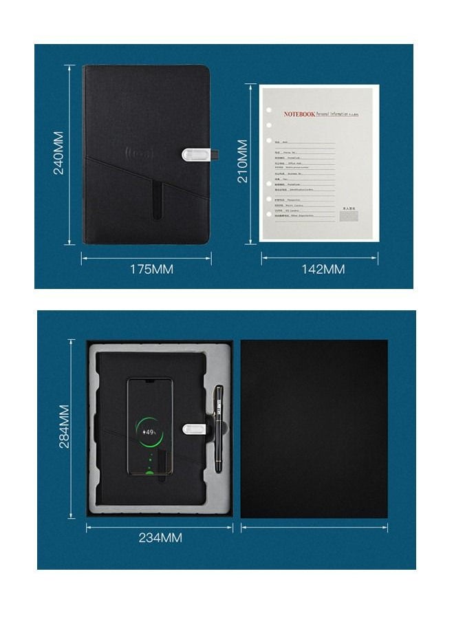 Generic - Multifunctional Notebook Binder Spiral Diary with 10000 mAh Qi Wireless Charging Notebook and 16G Portable U Disk - Image 1