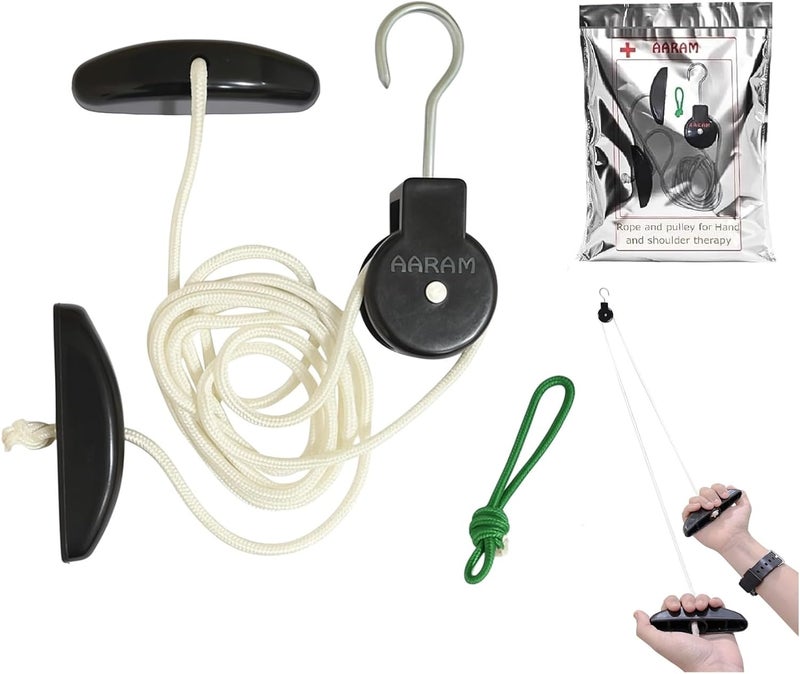 AARAM Overhead Shoulder Pulley Equipment Kit w/Rope for Physical Therapy, for Frozen Shoulder and Hand Physiotherapy Exercise and General Hand Movement Exercise. (Without Ball Bearing) - Image 1