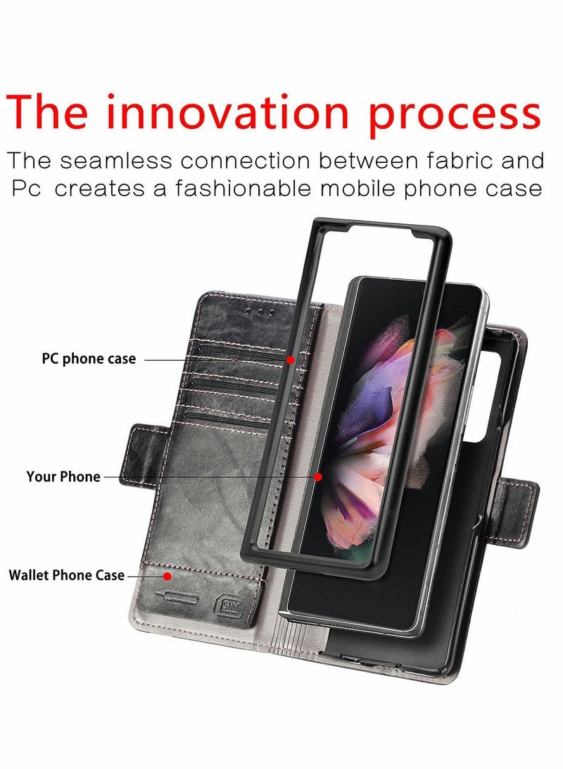 Y&D Wallet Folio Case Magnetic Closure RFID Blocking Card Slots Kickstand Shockproof Compatible with Samsung Galaxy Z Fold 3 - Image 4