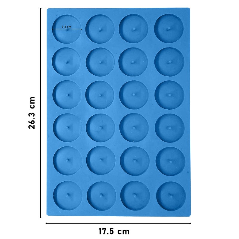 MoldBerry Silicone Tealight Candle Mould 24 Cavity 10gm Round Shape Silicone Diya Making Mold - Blue - Image 3