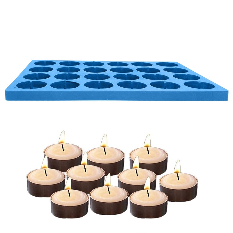 MoldBerry Silicone Tealight Candle Mould 24 Cavity 10gm Round Shape Silicone Diya Making Mold - Blue - Image 4