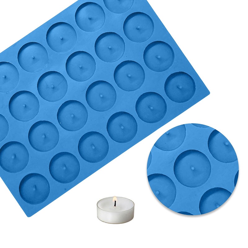 MoldBerry Silicone Tealight Candle Mould 24 Cavity 10gm Round Shape Silicone Diya Making Mold - Blue - Image 2