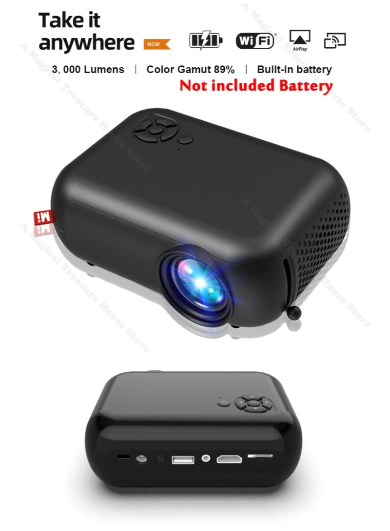A10 Mini Portable Projector Kids 1080p Video Home Cinema Projector With Speaker Compatible With TV/PC/Laptop/Mobile phone/Laptop/IOS/Android With Remote Control Black  - Image 3