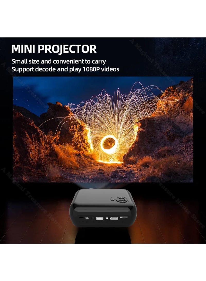 A10 Mini Portable Projector Kids 1080p Video Home Cinema Projector With Speaker Compatible With TV/PC/Laptop/Mobile phone/Laptop/IOS/Android With Remote Control Black  - Image 2