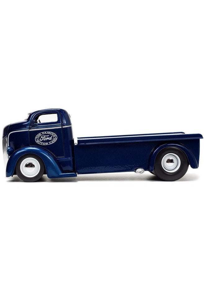 Jada Toys - Just Trucks 1:24 1947 Ford Coe Flatbed Diecast Car Dark Blue/White With Tire Rack Toys For Kids And Adults - Image 1