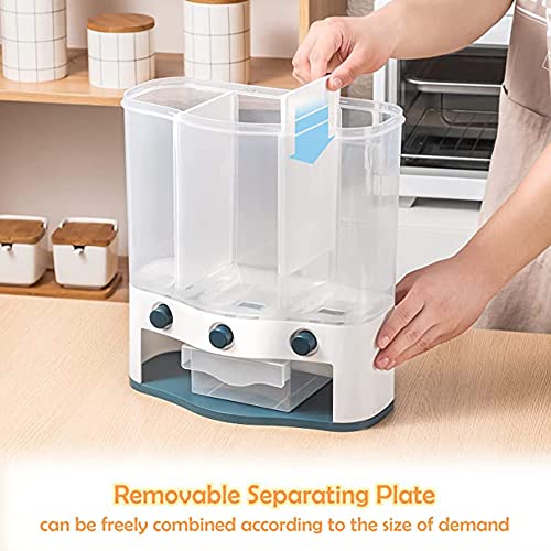Mosquickâ® Rice Cereal Grain Dispenser Airtight Food Storage Containers Rice Dispenser daal Grain Pulses Container Sets 3 Grids cereal dispenser for kitchen pulses storage containers rice container - Image 2