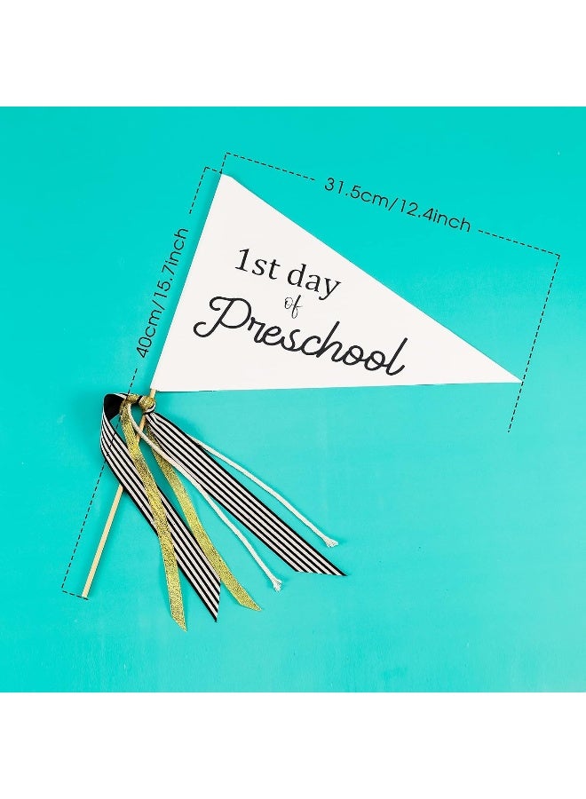 CINPIUK First Day of School Flag DIY 2021 Back to School Pennants, First Day of 1st Grade Flag with Ribbons Make Your Own School Photo Prop - Image 5