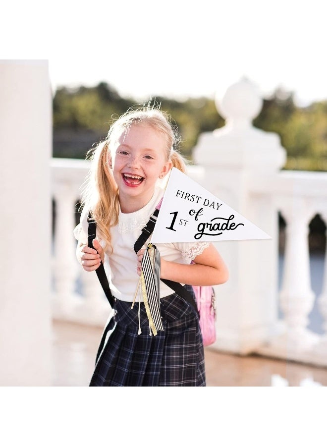CINPIUK First Day of School Flag DIY 2021 Back to School Pennants, First Day of 1st Grade Flag with Ribbons Make Your Own School Photo Prop - Image 2