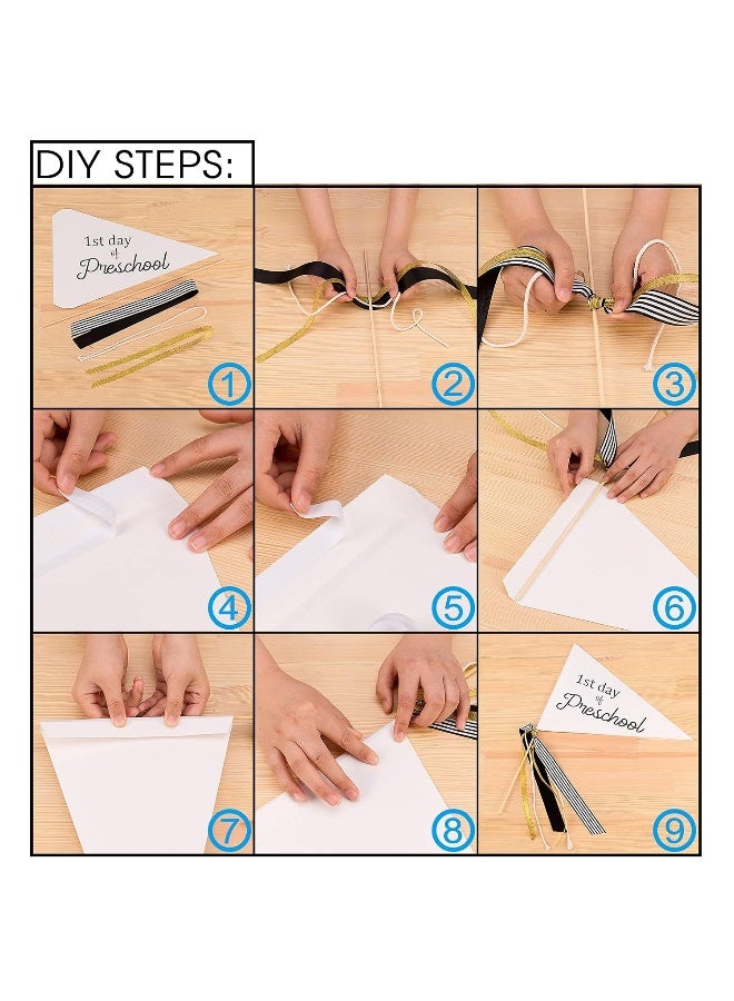 CINPIUK First Day of School Flag DIY 2021 Back to School Pennants, First Day of 1st Grade Flag with Ribbons Make Your Own School Photo Prop - Image 4