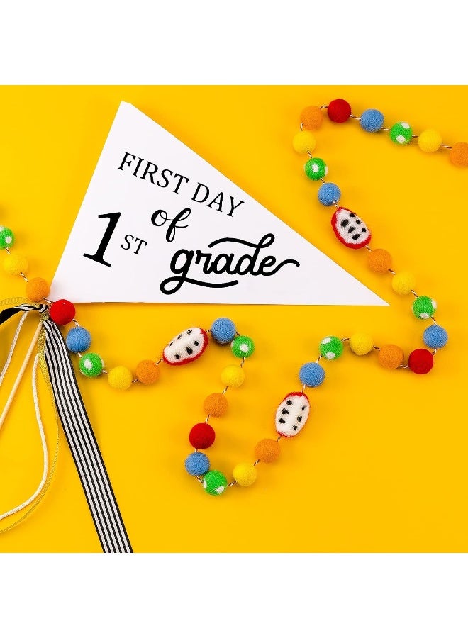 CINPIUK First Day of School Flag DIY 2021 Back to School Pennants, First Day of 1st Grade Flag with Ribbons Make Your Own School Photo Prop - Image 3