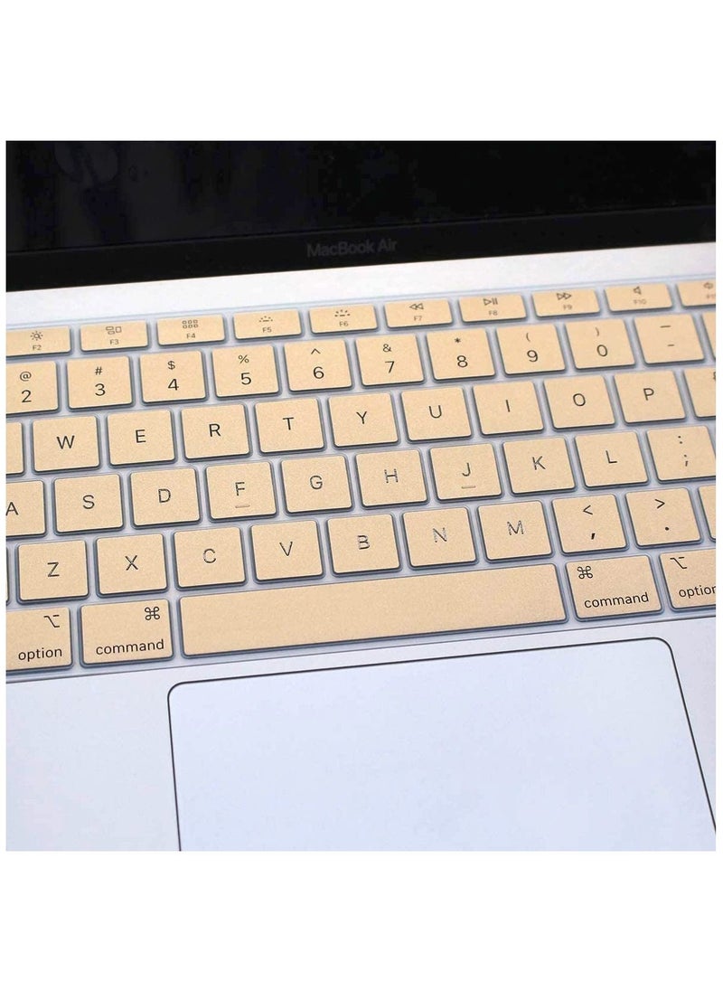 AMM - US Layout English Keyboard Cover for MacBook New Air 13 Inch with Retina Display and Touch ID Model A1932 Release 2018/2019 Gold - Image 1