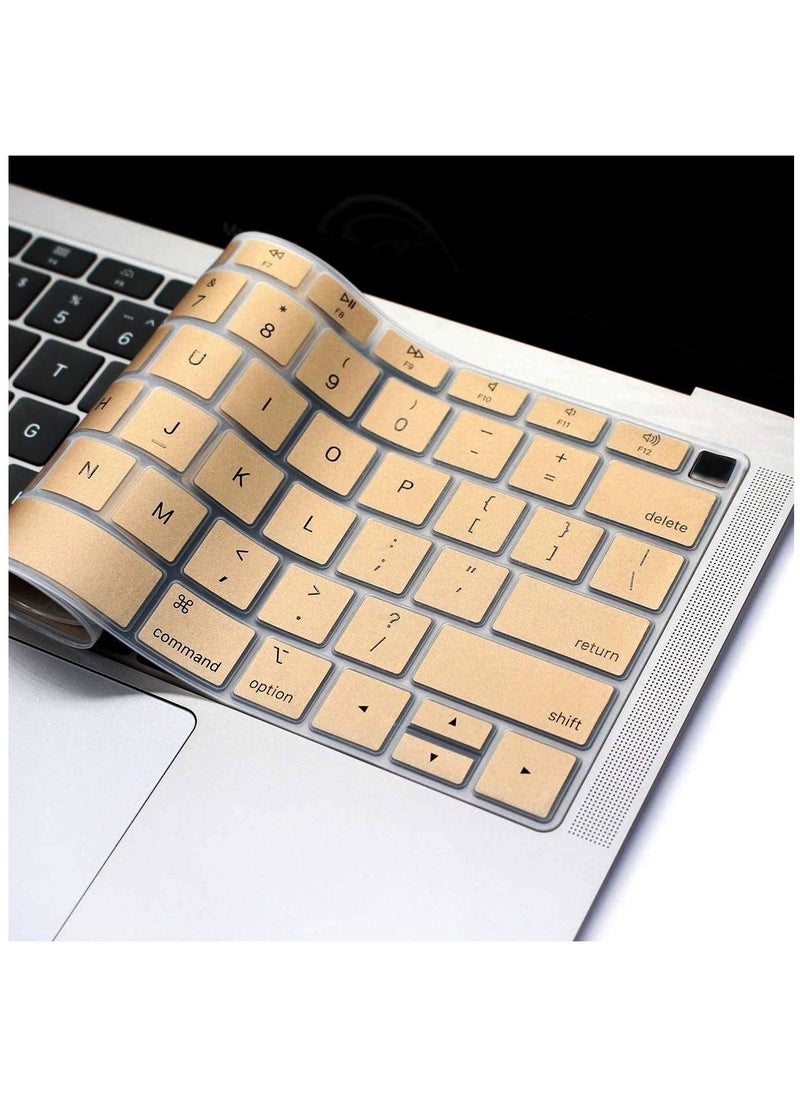 AMM - US Layout English Keyboard Cover for MacBook New Air 13 Inch with Retina Display and Touch ID Model A1932 Release 2018/2019 Gold - Image 1