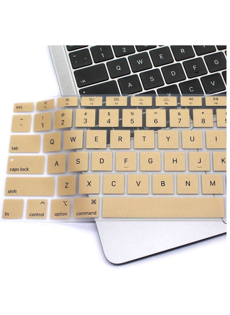 AMM - US Layout English Keyboard Cover for MacBook New Air 13 Inch with Retina Display and Touch ID Model A1932 Release 2018/2019 Gold - Image 1