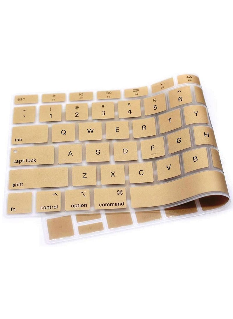 AMM - US Layout English Keyboard Cover for MacBook New Air 13 Inch with Retina Display and Touch ID Model A1932 Release 2018/2019 Gold - Image 1