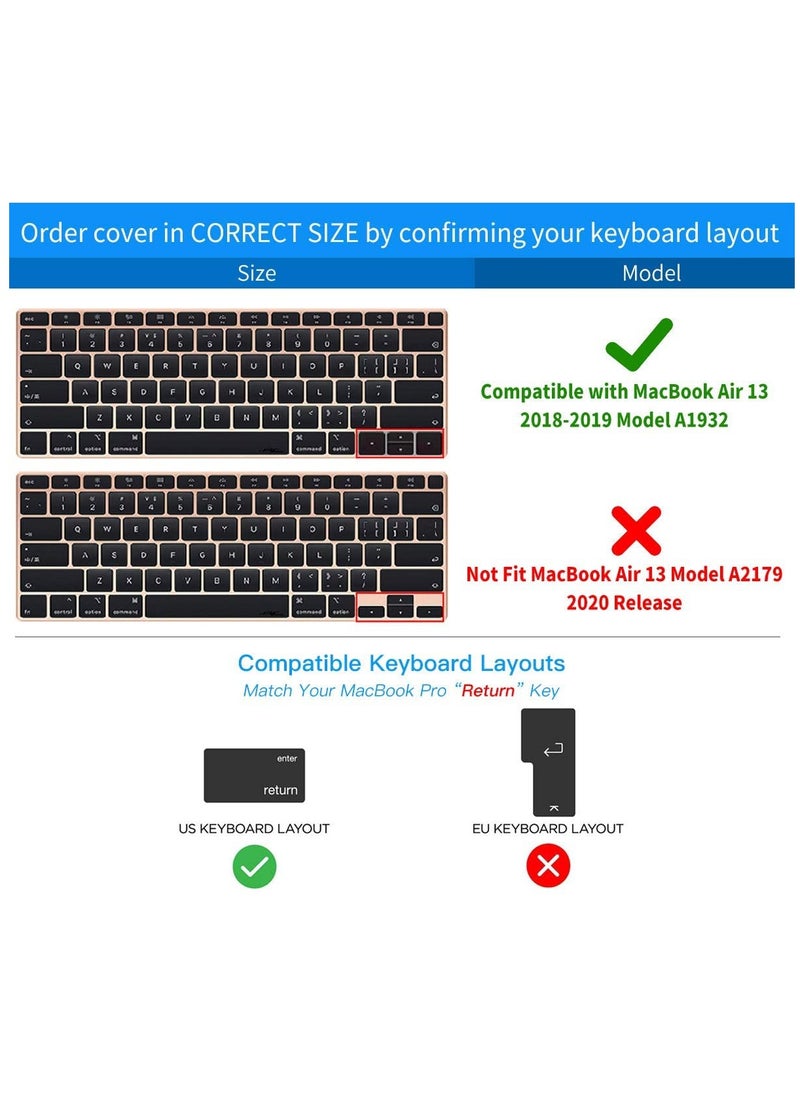 AMM - US Layout English Keyboard Cover for MacBook New Air 13 Inch with Retina Display and Touch ID Model A1932 Release 2018/2019 Gold - Image 1