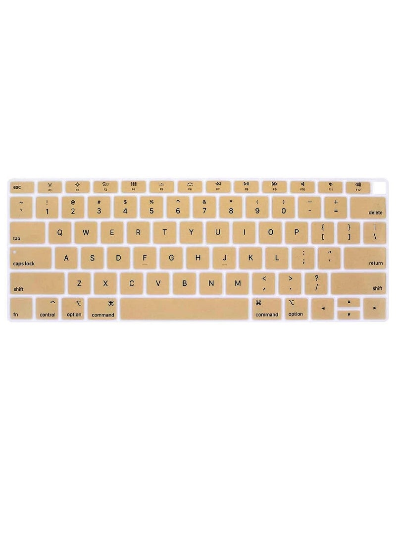 AMM - US Layout English Keyboard Cover for MacBook New Air 13 Inch with Retina Display and Touch ID Model A1932 Release 2018/2019 Gold - Image 1