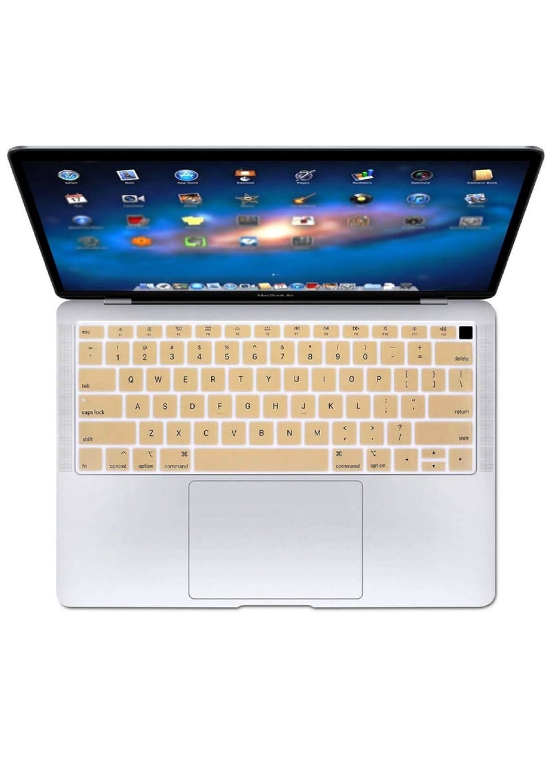 AMM - US Layout English Keyboard Cover for MacBook New Air 13 Inch with Retina Display and Touch ID Model A1932 Release 2018/2019 Gold - Image 1