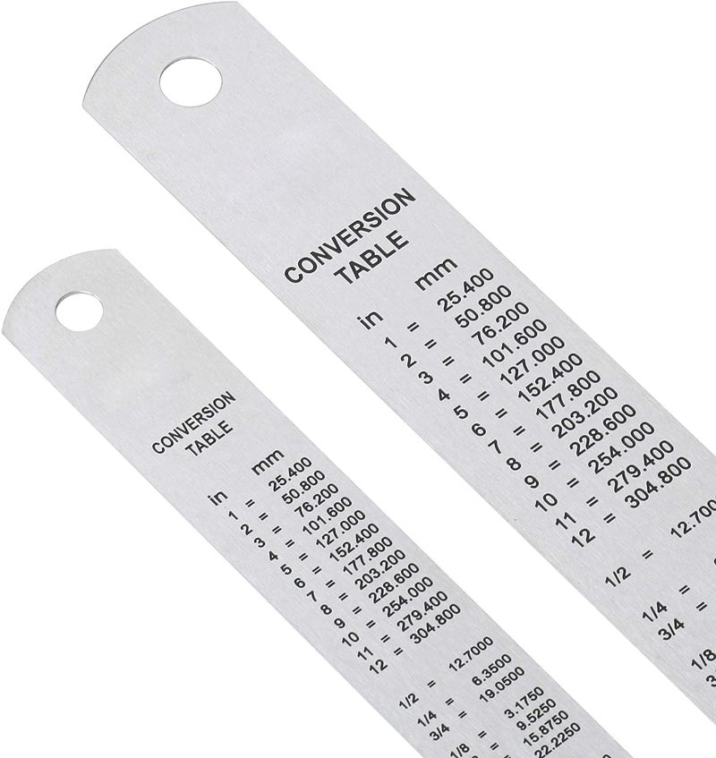 SAMENX Tools Stainless Steel Ruler Pack of 2 Measuring Set of 12-Inch/30cm & 6-Inch/15cm Imperial & Metric Measurements & Conversion Table - Heavy Duty Stainless Steel - Image 5