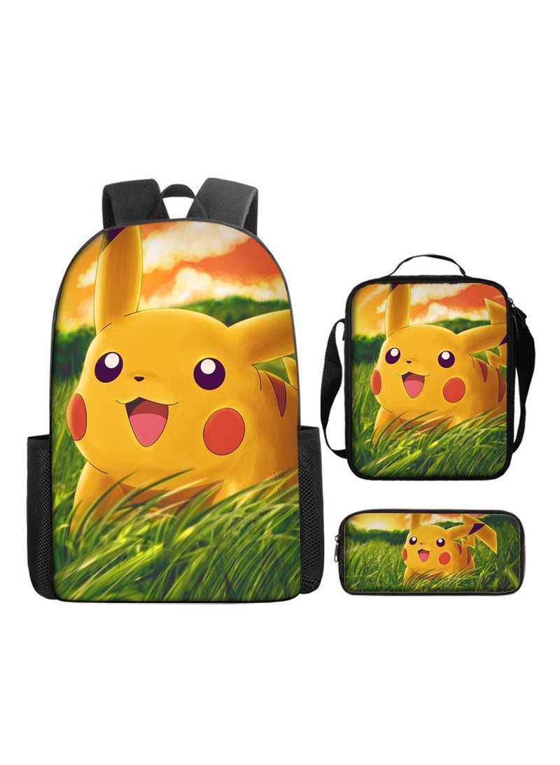 Children's leisure load reducing large capacity printed backpack for elementary school students, 3-piece set - Image 1