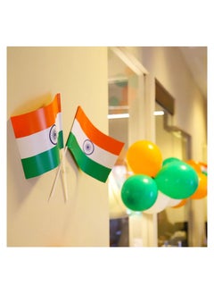 Indian independence day decoration set, 100 multicolored balloons with pair of flags