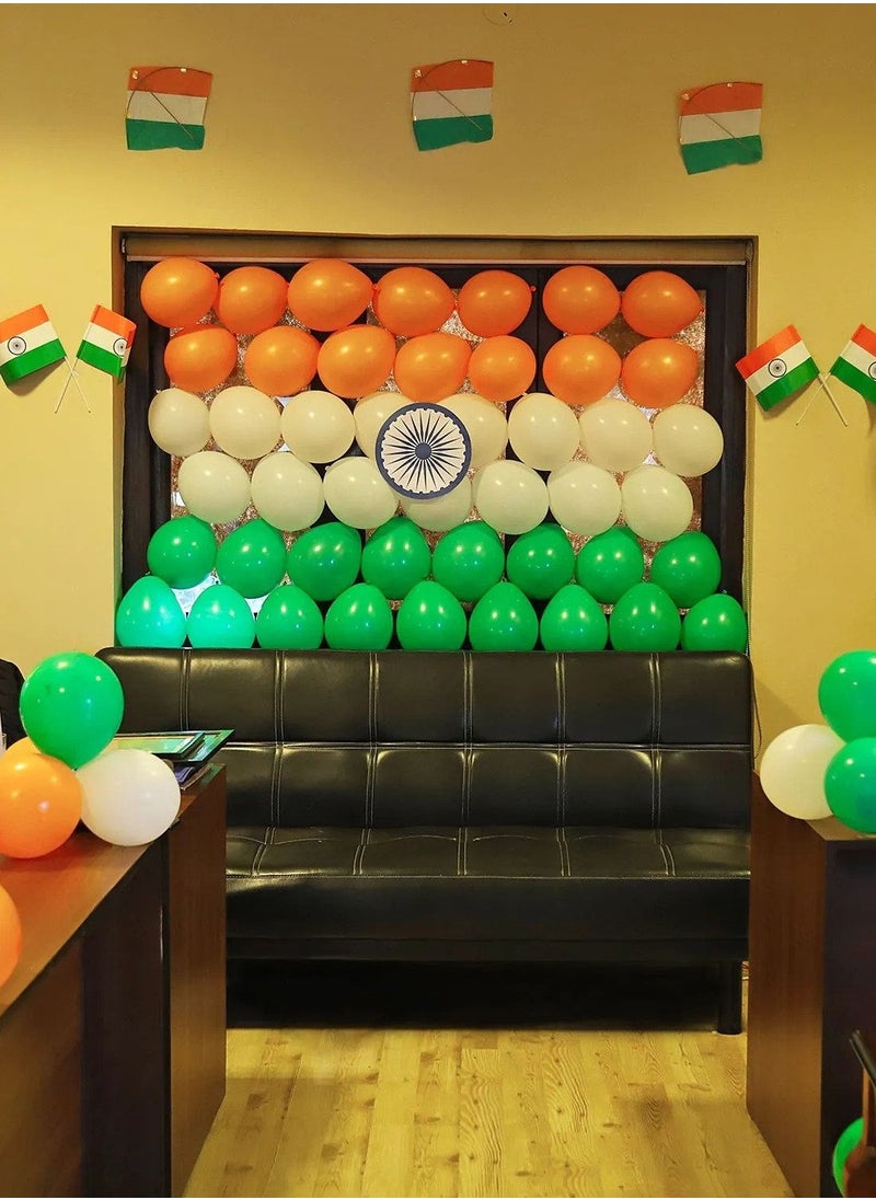 Generic - Indian independence day decoration set, 100 multicolored balloons with pair of flags - Image 1