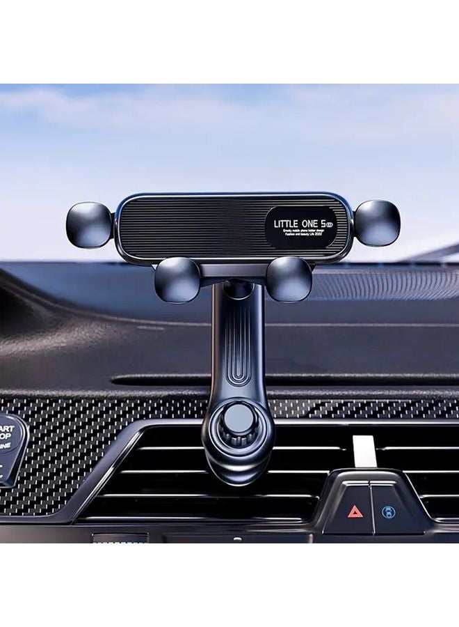 Black Car Phone Holder With Gravity Locking Anti Shake Adjustable 360 Degree Rotating Extended Arm Hook - Image 5
