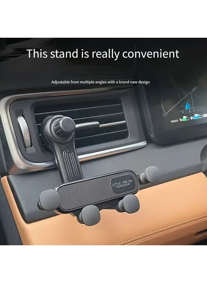 Black Car Phone Holder With Gravity Locking Anti Shake Adjustable 360 Degree Rotating Extended Arm Hook - Image 4