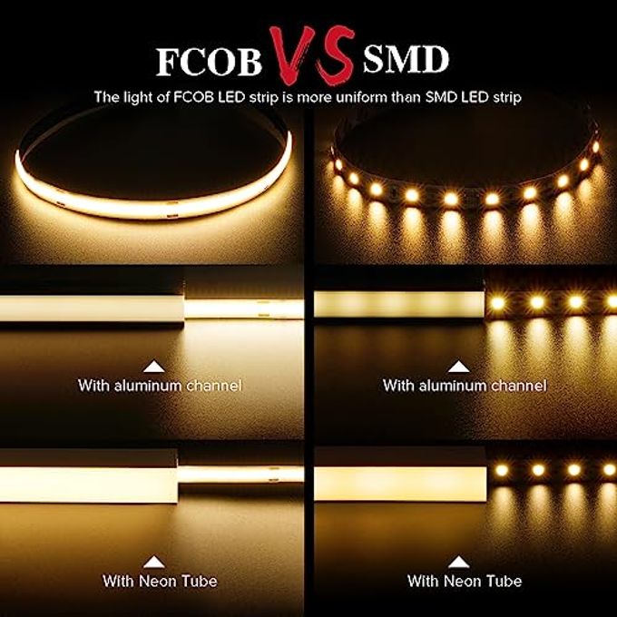 BTF-LIGHTING FCOB COB LED Strip Flexible High Density Uniform Light 9W/m 16.4FT DC12V Warm White 2700K CRI 90+ 8mm Width Dimmable LED Ribbon for Indoor Decoration(No Adapter or Controller) - Image 2