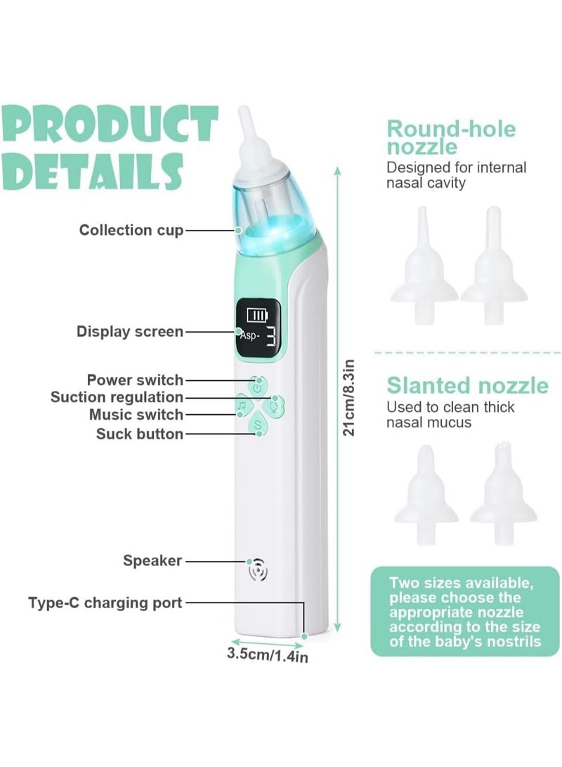 Electric Baby Nasal Aspirator Rechargeable Usb Baby Nose Cleaner With 3 Suction Levels 4 Silicone Tips Music Soothing Function Infant Nasal Cleaner For Newborns And Kids - Image 3