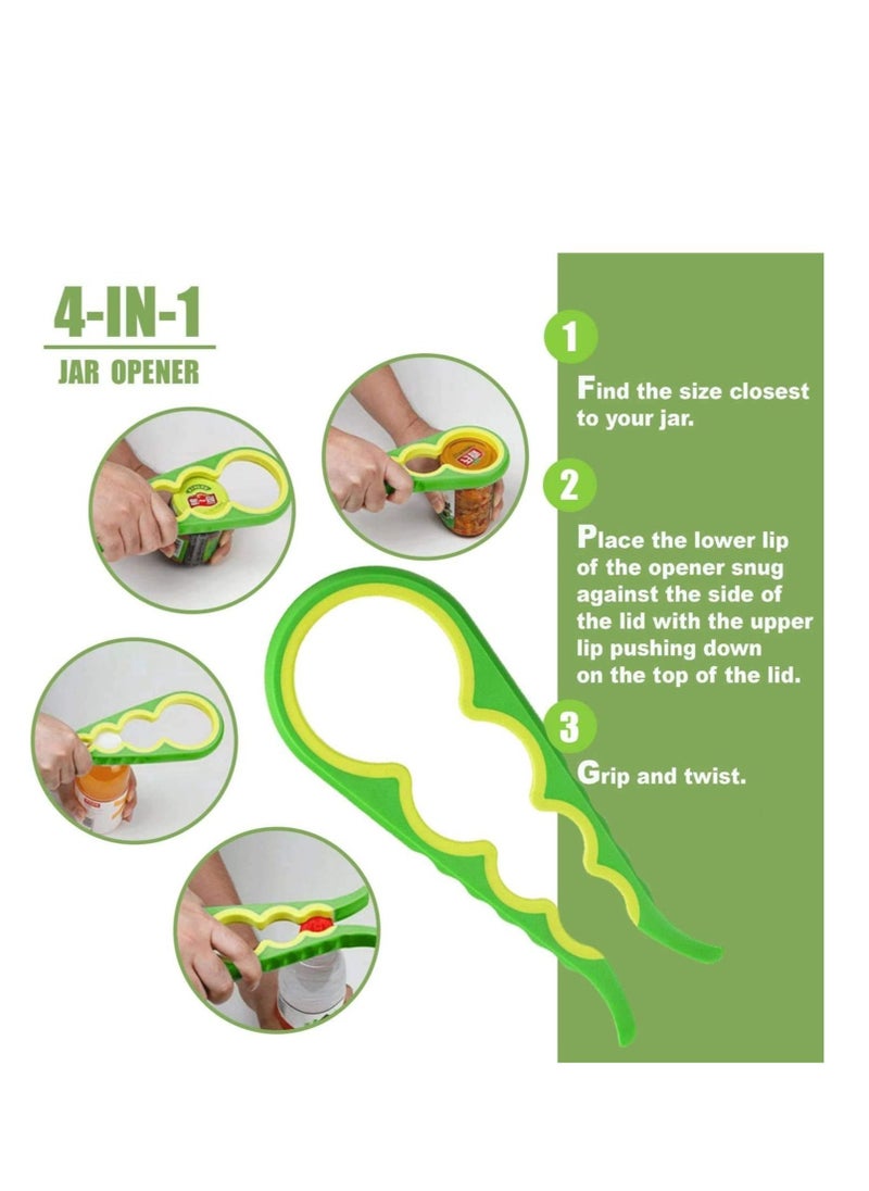 Jar Opener Bottle Opener Non Slip Can Opener to Remove Stubborn Lids Caps and Bottles Multi Kitchen Gadgets Designed for Weak Hands,