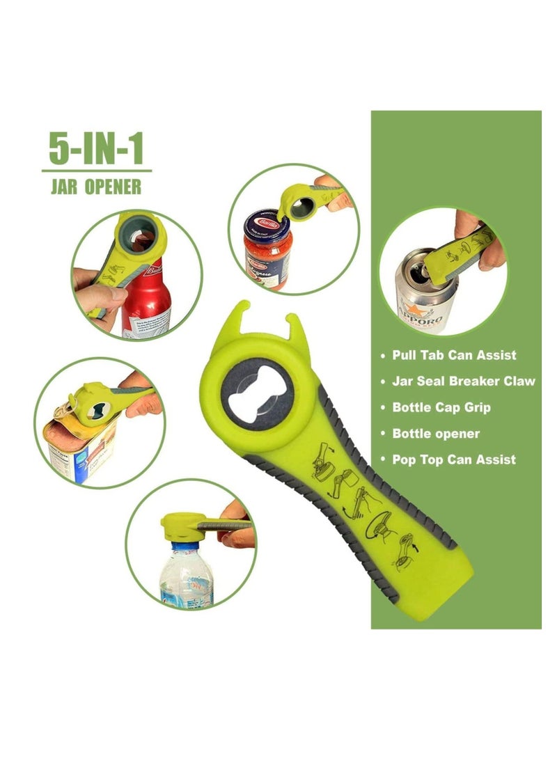 Jar Opener Bottle Opener Non Slip Can Opener to Remove Stubborn Lids Caps and Bottles Multi Kitchen Gadgets Designed for Weak Hands,