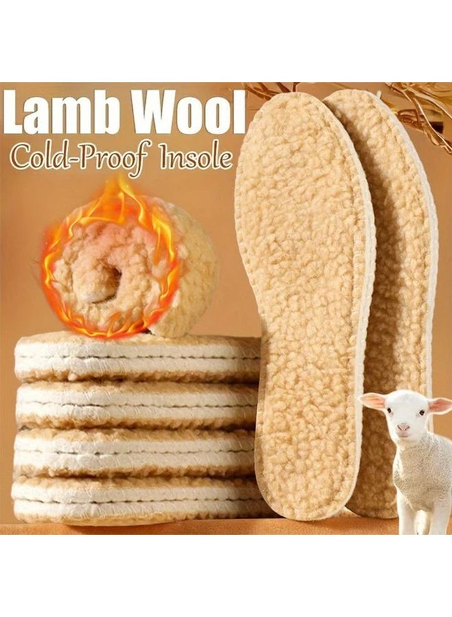 6pcs Thick Plush Lamb Velvet Insoles Size 40 Unisex Warm Anti Slip Soft Sole Beige White - Image 3