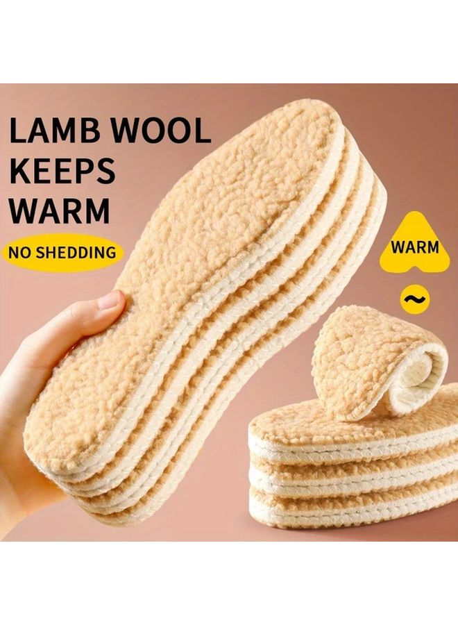 6pcs Thick Plush Lamb Velvet Insoles Size 40 Unisex Warm Anti Slip Soft Sole Beige White - Image 4