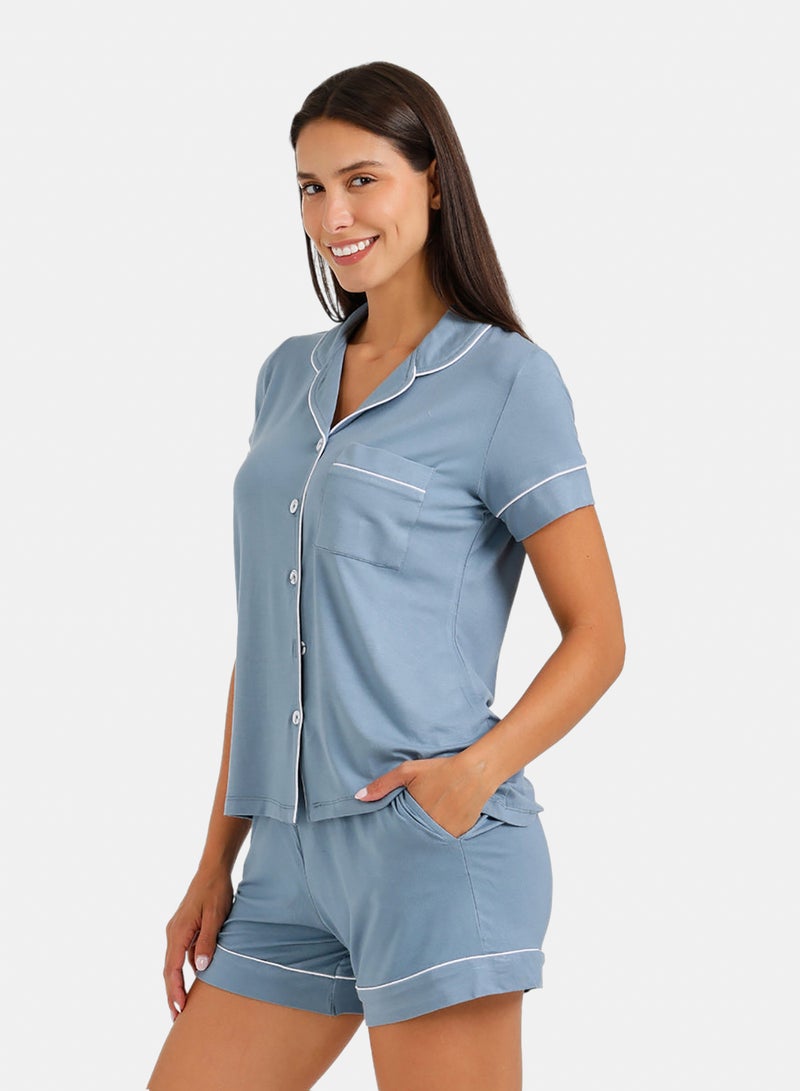 Carina Piped Short Pyjama Set - Image 3