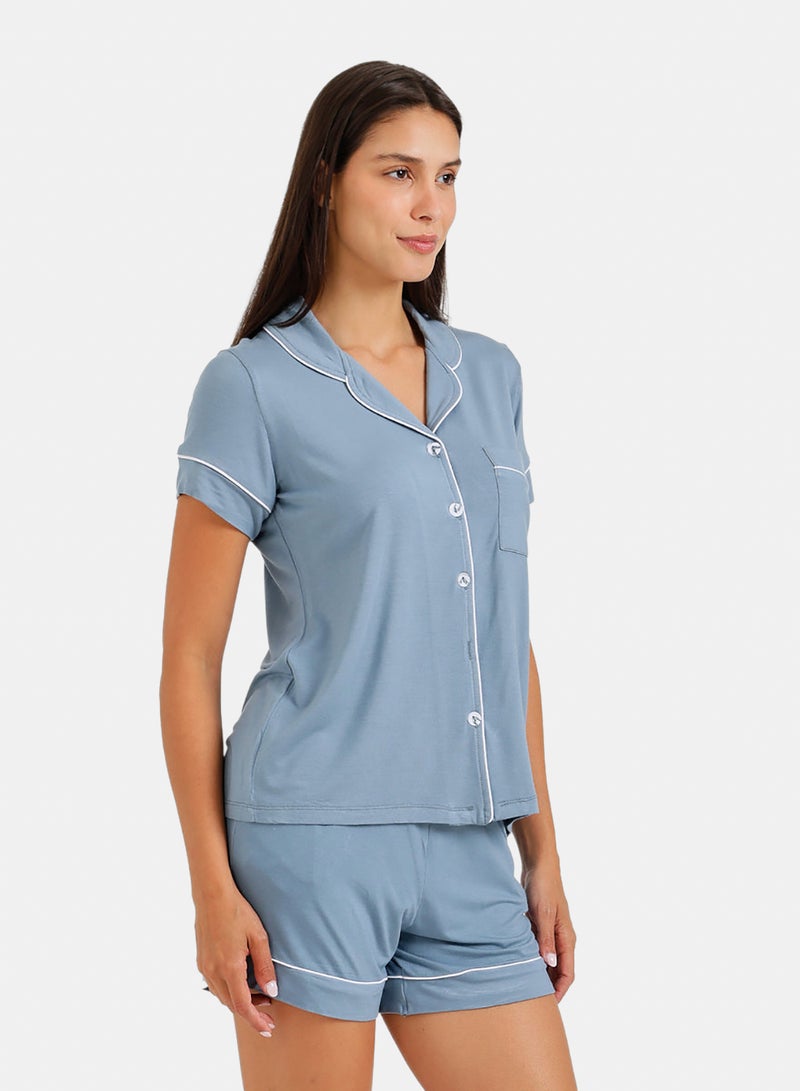 Carina Piped Short Pyjama Set - Image 2