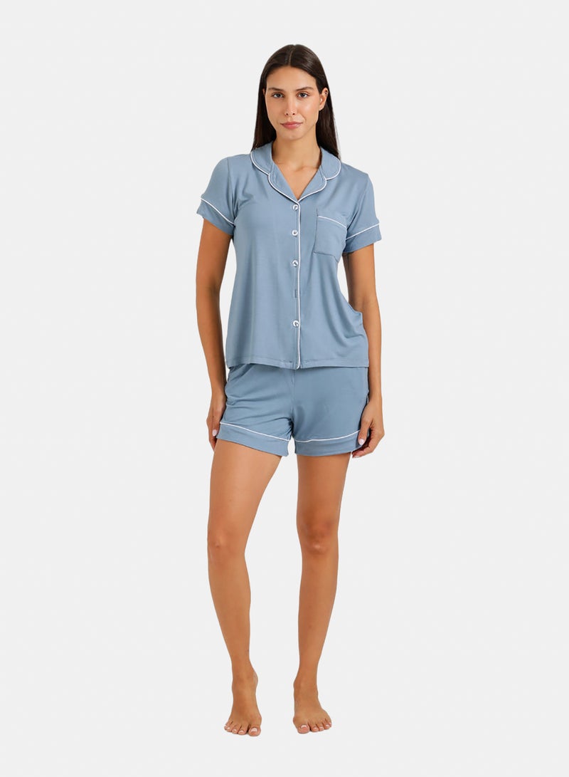 Carina Piped Short Pyjama Set - Image 1