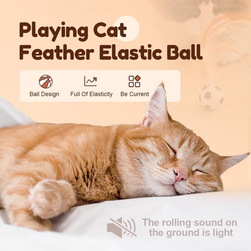 6Pcs Interactive Feather Ball Toy Set for Cats - Bouncy Cat Toys with Feather Tails - Image 4