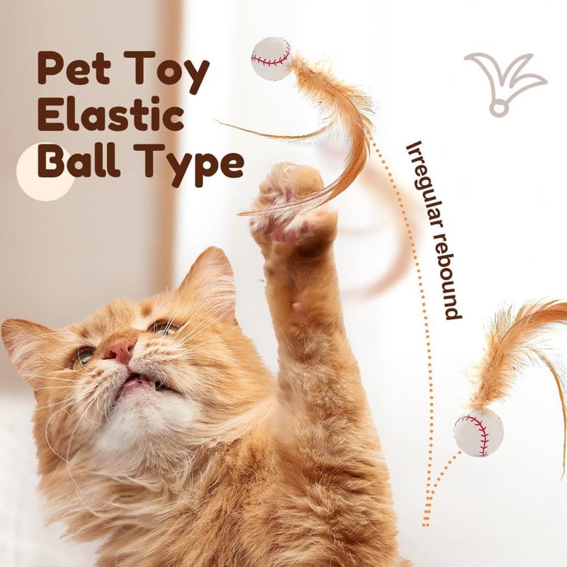6Pcs Interactive Feather Ball Toy Set for Cats - Bouncy Cat Toys with Feather Tails - Image 5
