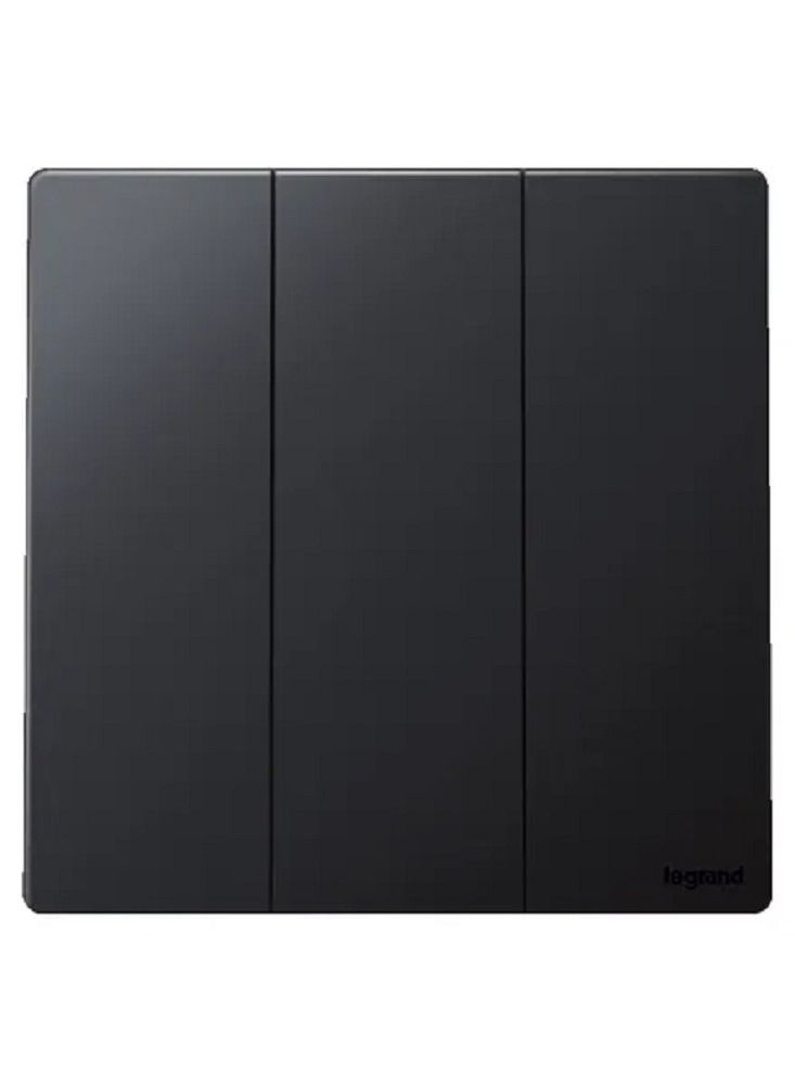 Legrand Single Pole Switch Mallia Senses 3 Gang 1 Way 16AX 250V Matt Black - Image 2