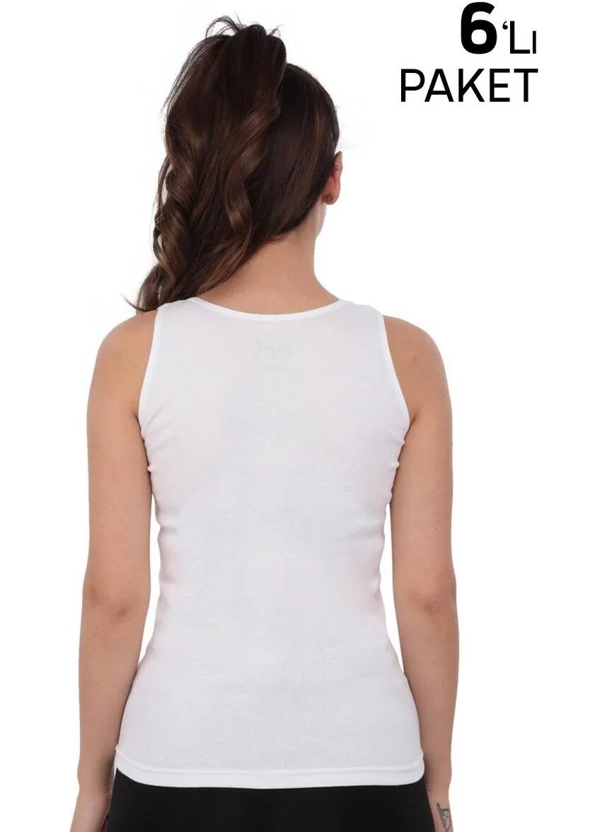 Tutku Ribana Wide Strap Women's Undershirt 136 6 Pack | White