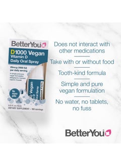 BetterYou BetterYou D1000 Vegan Vitamin D Oral Spray - Convenient Alternative for Tablets - Plant-Origin - Promotes Strong Bones, Teeth and Immune System - Aid in Calcium Absorption - 100 Daily Doses - 0.5 oz  - Image 5