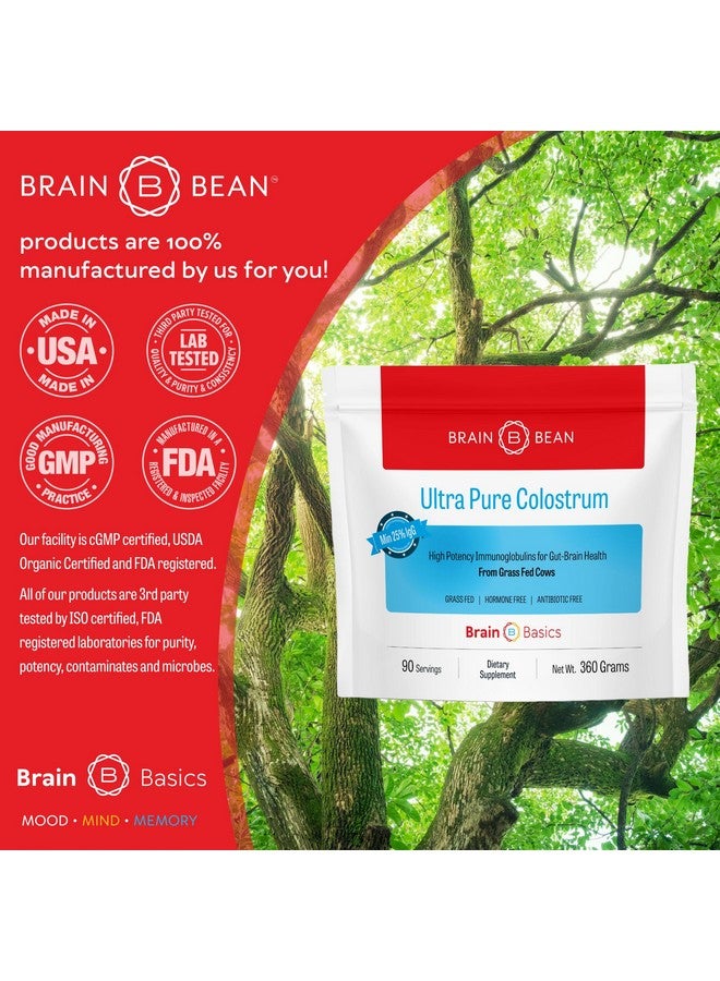 Brain-Bean Brain Basics Ultra-Pure Colostrum, 4000mg per Serving, Min 25% IgG antibodies, Gut-Brain-Immune Health, Glowing Hair and Skin. Colostrum Powder from Grass-Fed Cows. 360 Grams - 90 Servings - Image 4