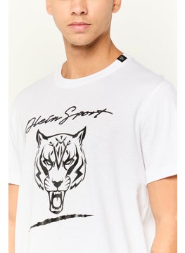 Plein Sport Men Sportswear Fit Short Sleeves Outdoor T-Shirt, White  - Image 3