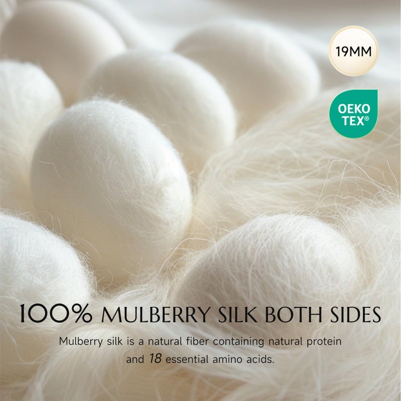 THXSILK 19 Momme 100% Mulberry Silk Pillowcase for Contour Memory Foam Pillow, Contour Pillow Case Cover, Cervical Pillow Case, Pack of 1(Natural White, 20"x12"x3.9"/2.7") - Image 2