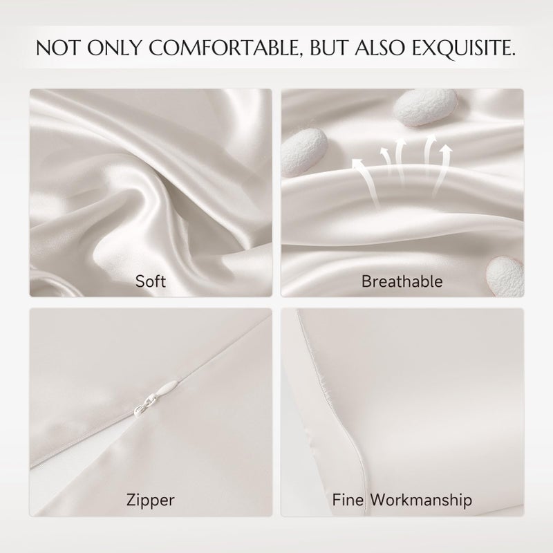 THXSILK 19 Momme 100% Mulberry Silk Pillowcase for Contour Memory Foam Pillow, Contour Pillow Case Cover, Cervical Pillow Case, Pack of 1(Natural White, 20"x12"x3.9"/2.7") - Image 4