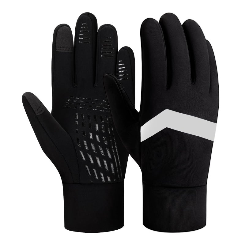 DARCHEN Kids Winter Gloves Black Cycling Gloves Running Water Repellent Touchscreen Warm Fleece Anti-slip for Boys Girls Age 4-12 Years Old Cycling Football Gloves - Image 1
