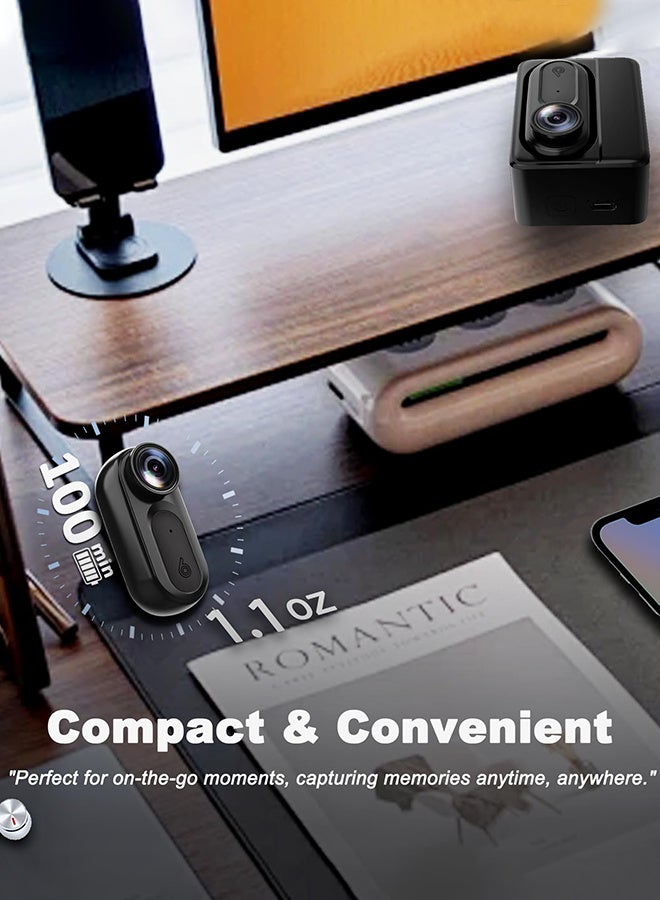 Generic Mini Body Camera Action Cam with Auido & Video Recording, 128G TF Card, IPX7 Waterproof Thumb Size Hands Free Body Worn Cameras, Wearable Portable Camcorder for Work Travel Pet Walk Vlog - Image 2