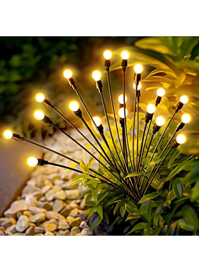 بلومنغ تايم طقم من مصباحين يعملان بالطاقة الشمسية للحدائق الخارجية، مقاومان للماء، مصابيح يراعة متأرجحة على شكل نجمة، مصابيح زينة لأعياد الميلاد، مناسبة للحدائق والساحات والممرات والفناءات. (أبيض دافئ) - Image 2