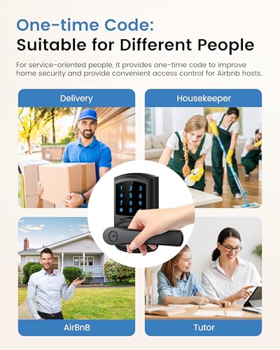 Hidalife Keyless Entry Door Lock, Smart Locks for Front Door, Keypad Door Knob with Handle, Touchscreen, One-Touch Toggle for Passage Mode, Matte Black - Image 5